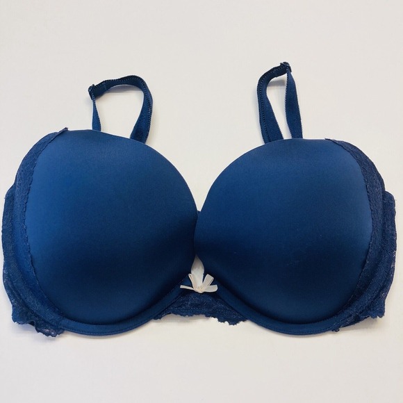 Victorias Secret Dream‎ Angels Pushup Bra Padded Underwire Size 34DD Blue - Picture 1 of 6